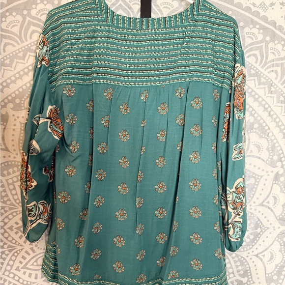 Knox Rose Teal Floral Blouse - Picture 2 of 5